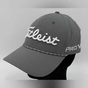 Titleist Golf Tour Breezer FJ ProV1 Adjustable Hat in Charcoal Grey w White NWOT